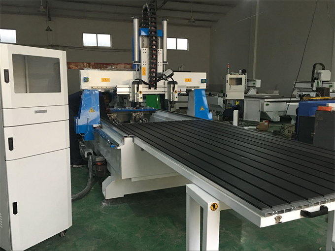 Double Heads Wood Kitchen Cabinet Door Making Cnc Router Machinery 1800*2500mm